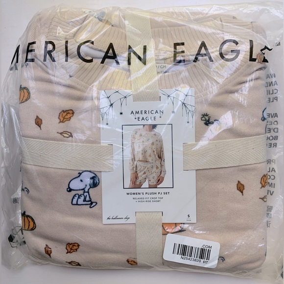 AE Peanuts Fall Pumpkin Plush PJ Set Size Small - Picture 6 of 6